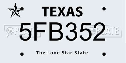 5FB352 Texas License Plate