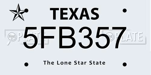 5FB357 Texas License Plate