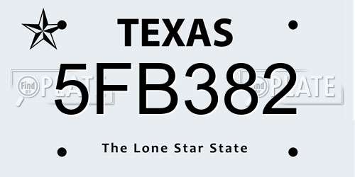 5FB382 Texas License Plate