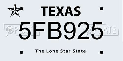 5FB925 Texas License Plate