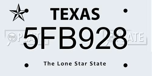 5FB928 Texas License Plate