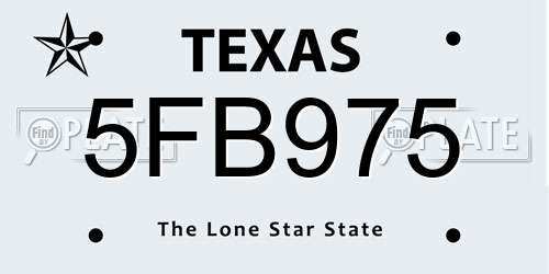 5FB975 Texas License Plate