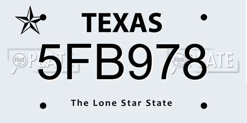 5FB978 Texas License Plate