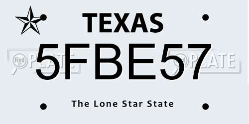 5FBE57 Texas License Plate