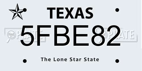 5FBE82 Texas License Plate