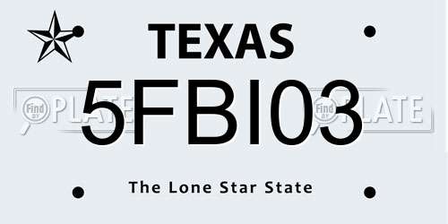 5FBI03 Texas License Plate