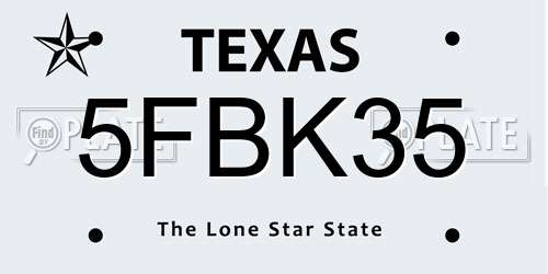 5FBK35 Texas License Plate