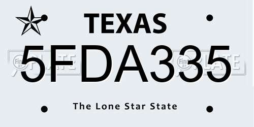 5FDA335 Texas License Plate