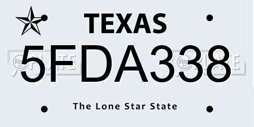 5FDA338 Texas License Plate