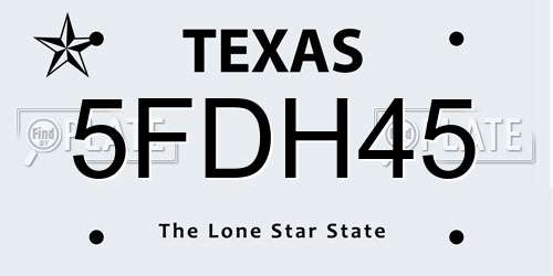 5FDH45 Texas License Plate