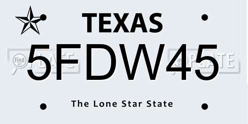 5FDW45 Texas License Plate