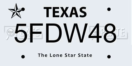 5FDW48 Texas License Plate
