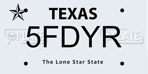 5FDYR Texas License Plate