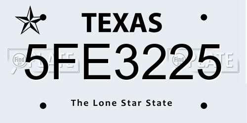 5FE3225 Texas License Plate