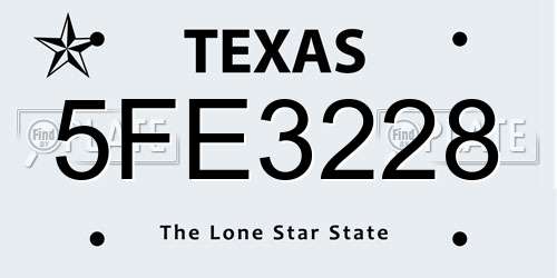 5FE3228 Texas License Plate