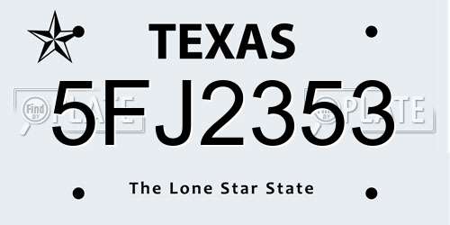 5FJ2353 Texas License Plate