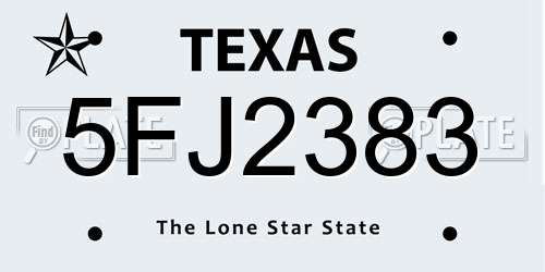 5FJ2383 Texas License Plate