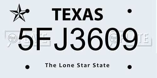 5FJ3609 Texas License Plate