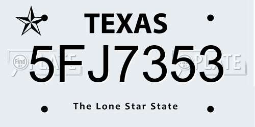 5FJ7353 Texas License Plate