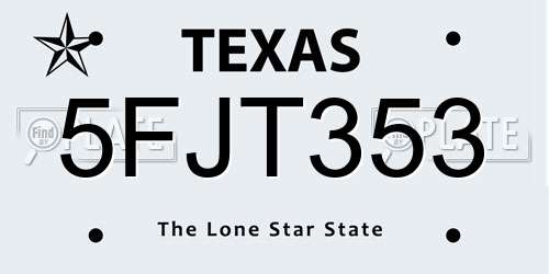 5FJT353 Texas License Plate