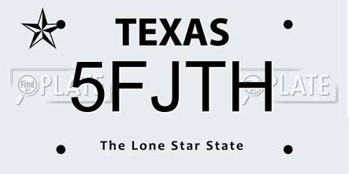 5FJTH Texas License Plate