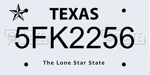 5FK2256 Texas License Plate