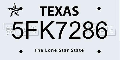 5FK7286 Texas License Plate