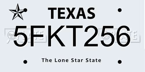 5FKT256 Texas License Plate