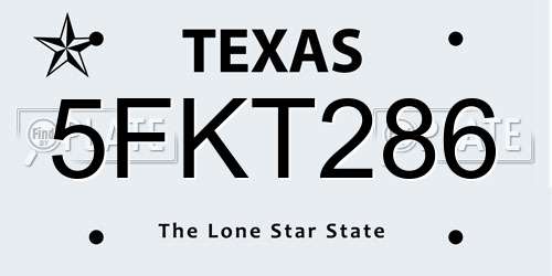 5FKT286 Texas License Plate