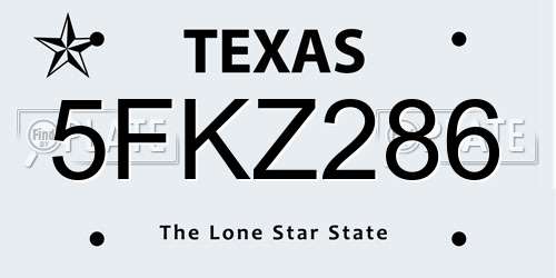 5FKZ286 Texas License Plate