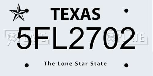 5FL2702 Texas License Plate