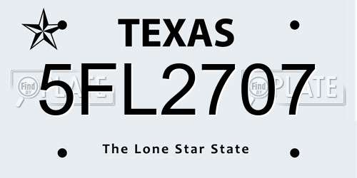 5FL2707 Texas License Plate