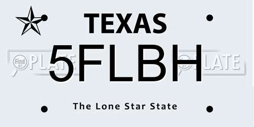 5FLBH Texas License Plate