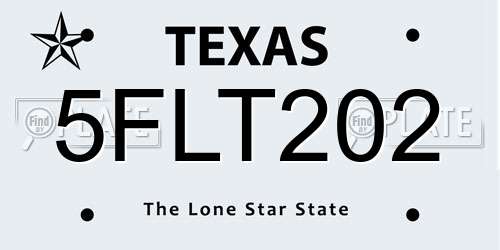 5FLT202 Texas License Plate