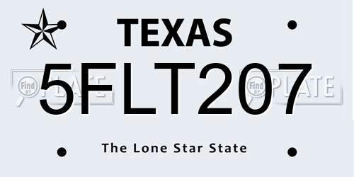 5FLT207 Texas License Plate