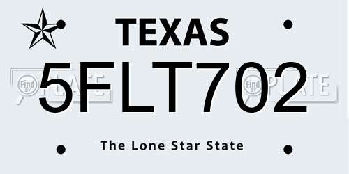 5FLT702 Texas License Plate