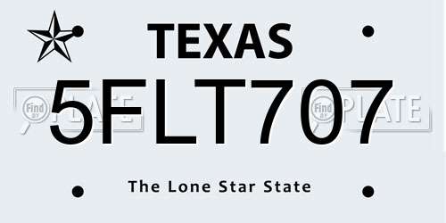 5FLT707 Texas License Plate