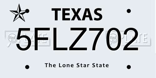 5FLZ702 Texas License Plate