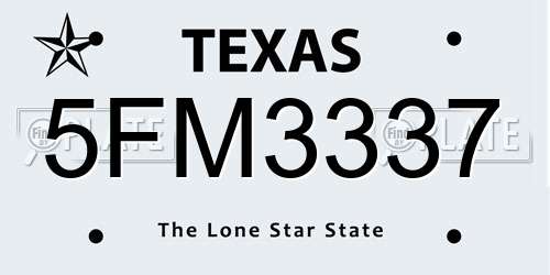 5FM3337 Texas License Plate
