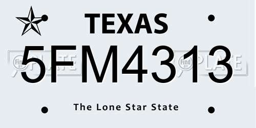 5FM4313 Texas License Plate