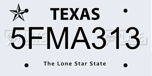 5FMA313 Texas License Plate