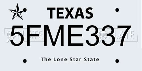 5FME337 Texas License Plate