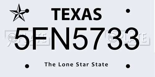 5FN5733 Texas License Plate