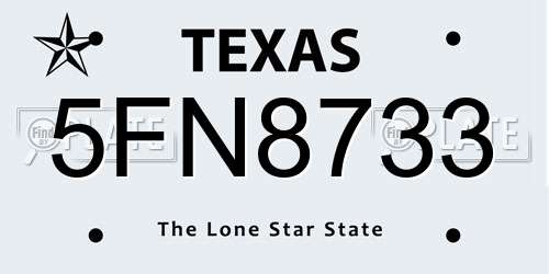 5FN8733 Texas License Plate