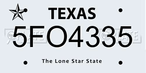 5FO4335 Texas License Plate