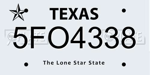 5FO4338 Texas License Plate