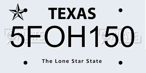 5FOH150 Texas License Plate