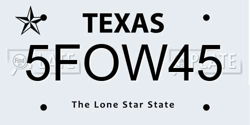 5FOW45 Texas License Plate