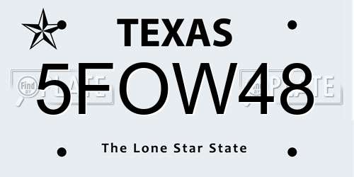 5FOW48 Texas License Plate