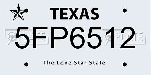 5FP6512 Texas License Plate